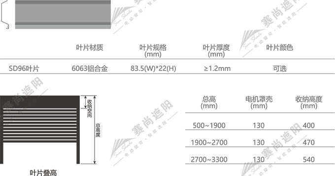 SD96升降調光百葉葉片參數